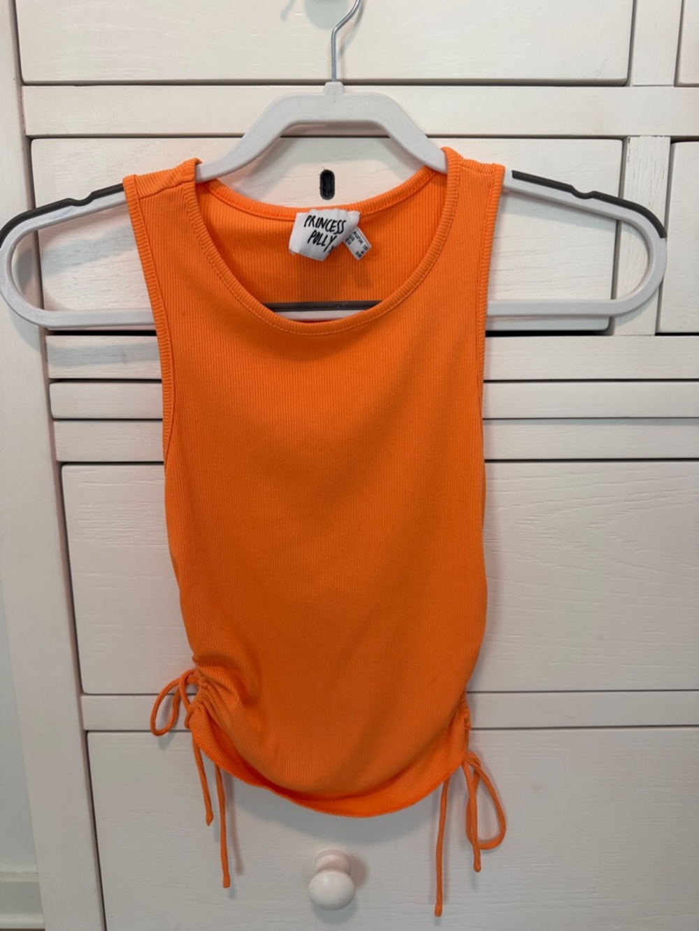 Princess Polly Vibrant Orange Ribbed Tie-Side Tank
